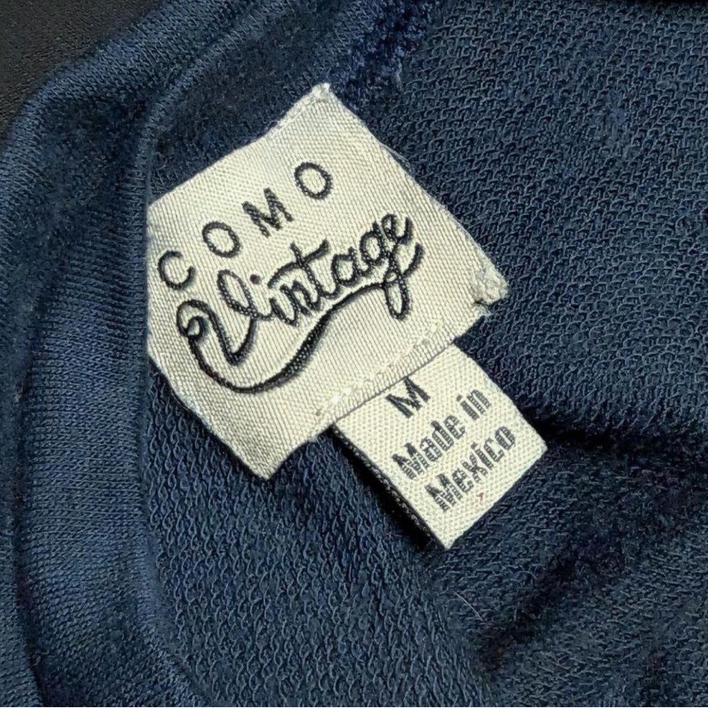 COMO VINTAGE Navy Blue Side Cinch Ruched Long Sleeve Top Medium - Picture 5 of 7